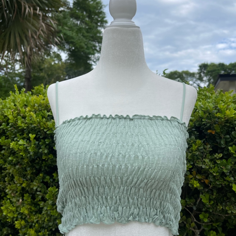 turquoise scrunched tank
